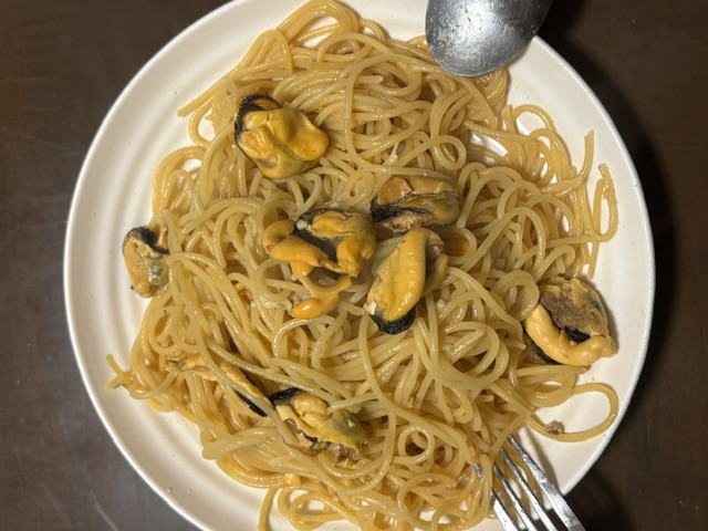 ムール貝のバター醤油パスタ